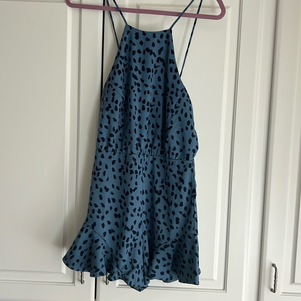 Blue leopard romper